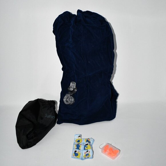 Sunany Inflatable Travel Pillow with Earplugs, Black, NWT - Picture 3 of 3